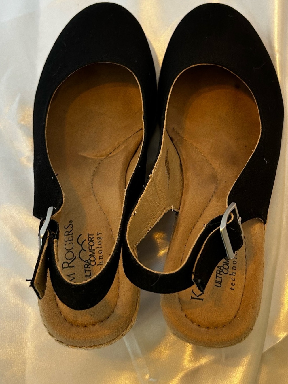 Kim Rogers Dyann Ultra Comfort Black Women 7.5 Espadrilles Slingback Wedge Shoe - Picture 4 of 7